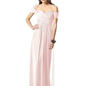 Dessy 2844...Full length, off the shoulder Dress....Blush....Size 0...NWT